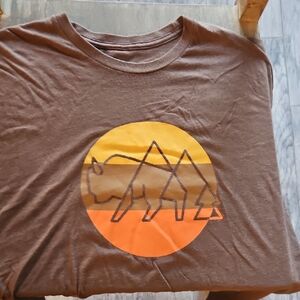 Brown Graphic Tee with Buffalo Design